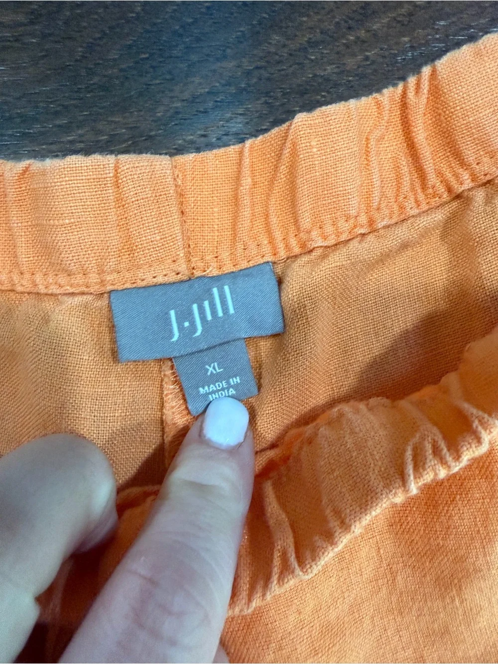 J Jill 100% linen wide leg crop pants pull-on Orange Sz XL